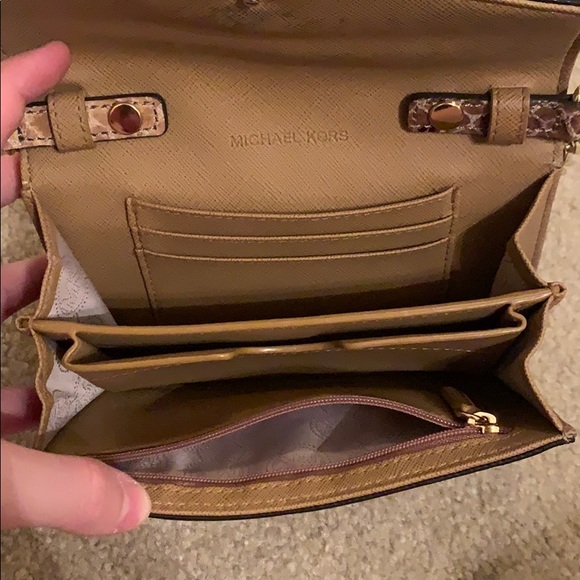 Michael Kors Snake Skin Leather Crossbody Clutch - Picture 4 of 5